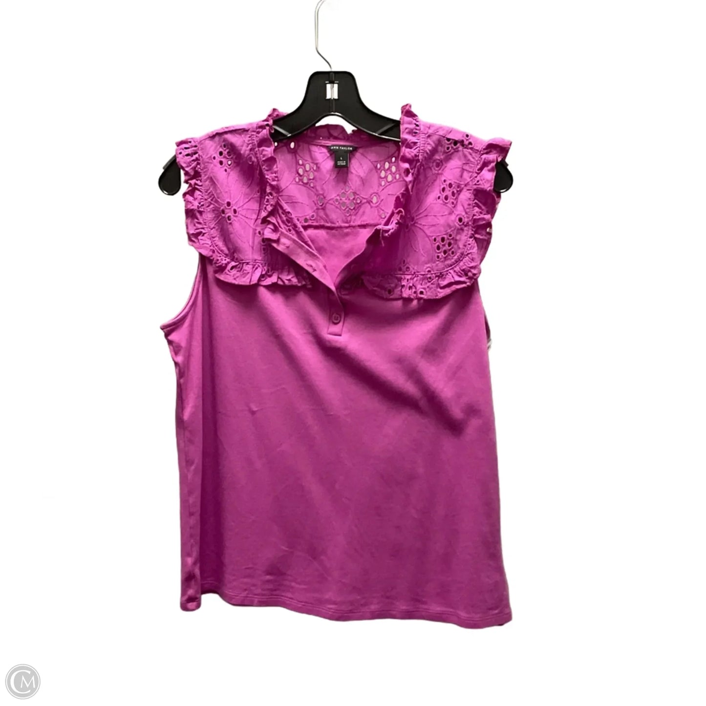 Top Short Sleeve Basic By Ann Taylor In Purple, Size: L