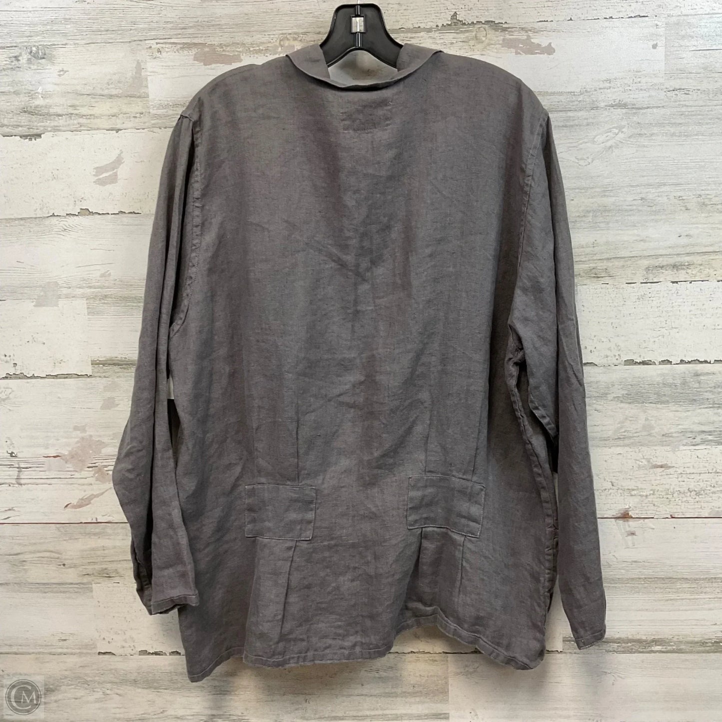 Blouse Long Sleeve By Flax In Grey, Size: S