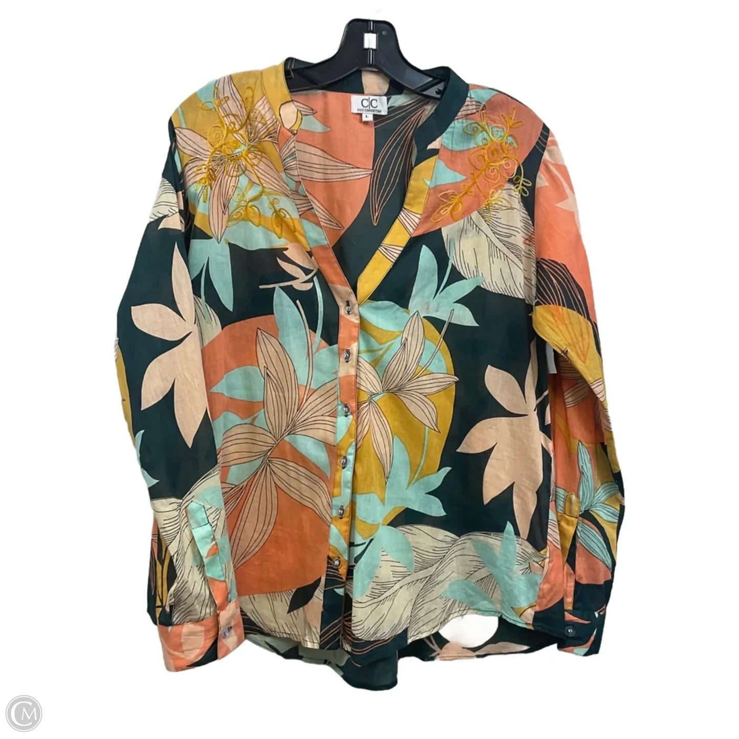Blouse Long Sleeve By Cc In Orange, Size: L