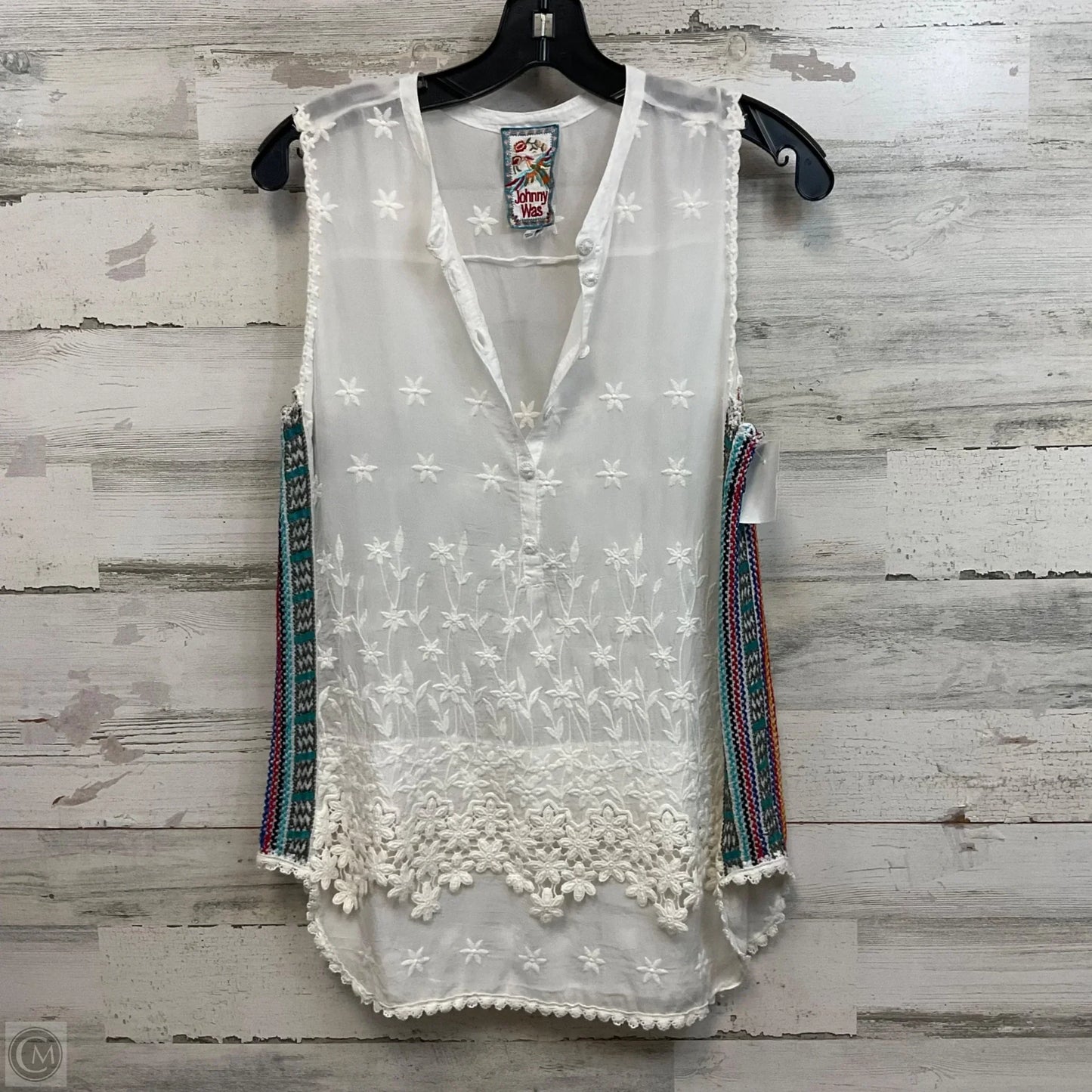 Blouse Sleeveless By Johnny Was In White, Size: S