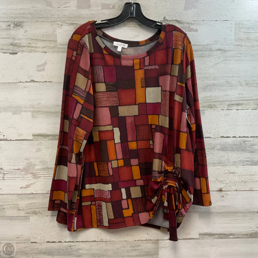 Top Long Sleeve Basic By JILLIAN N In Maroon, Size: 1x