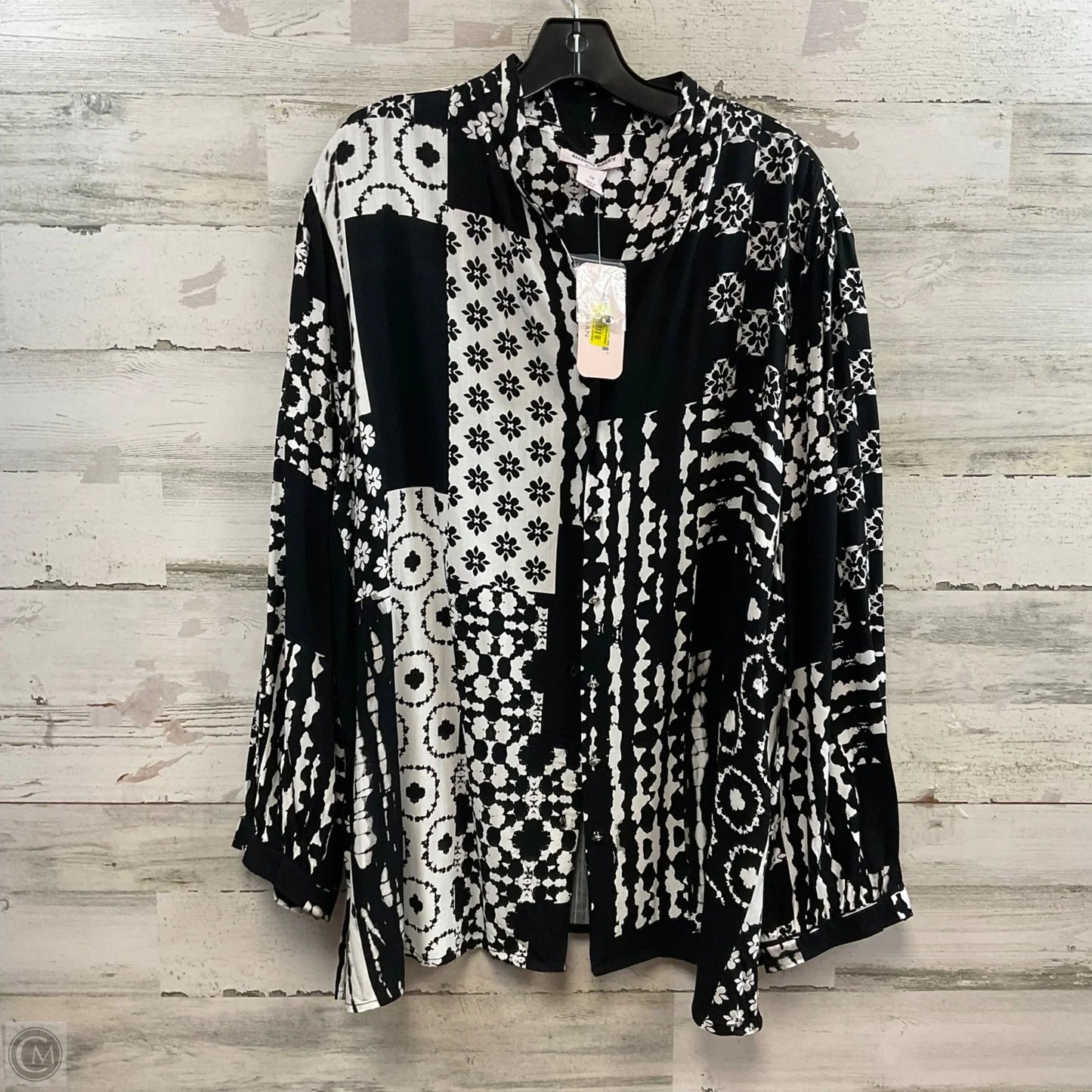 Blouse Long Sleeve By Allison Daley In Black, Size: 1x