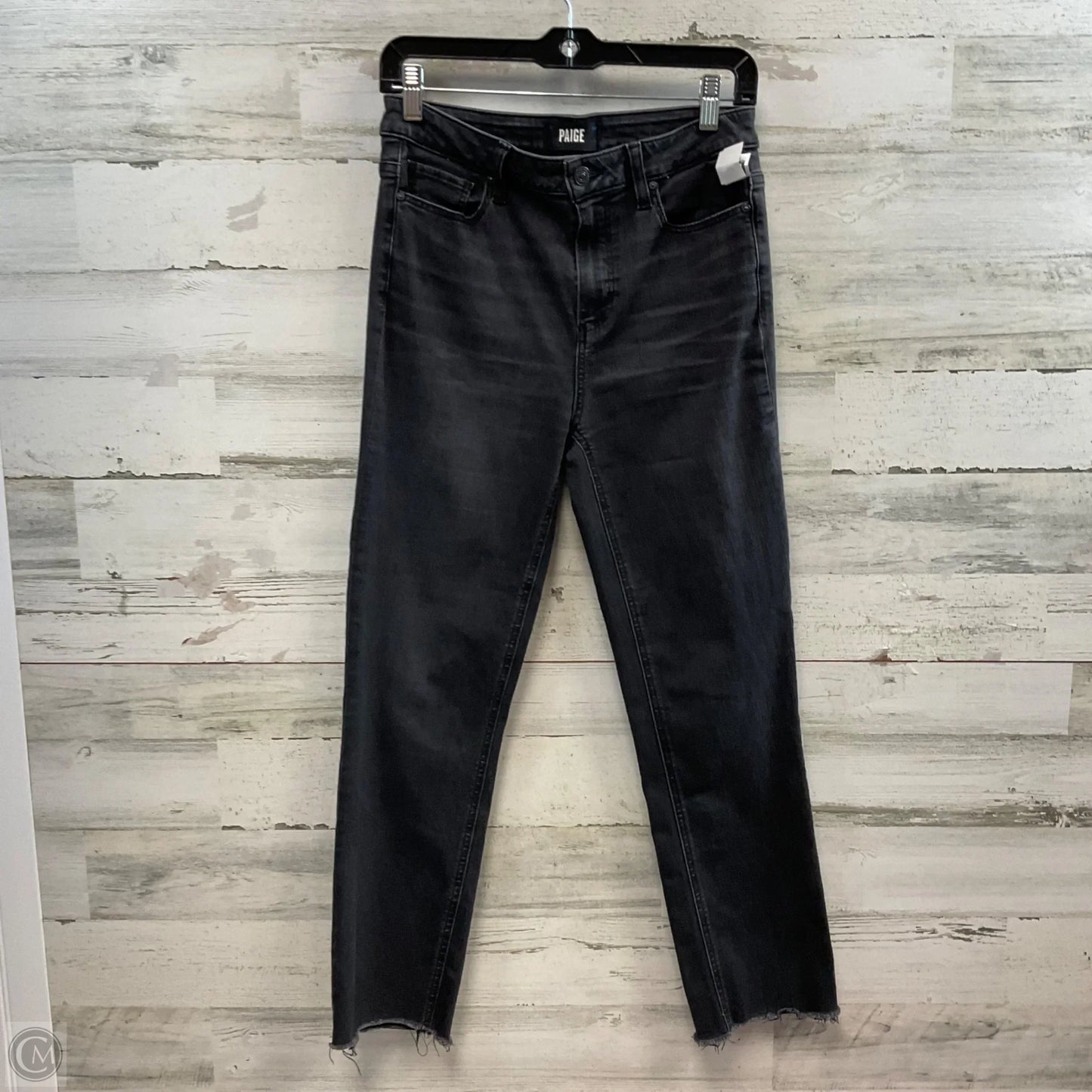 Jeans Straight By Paige In Black Denim, Size: 6