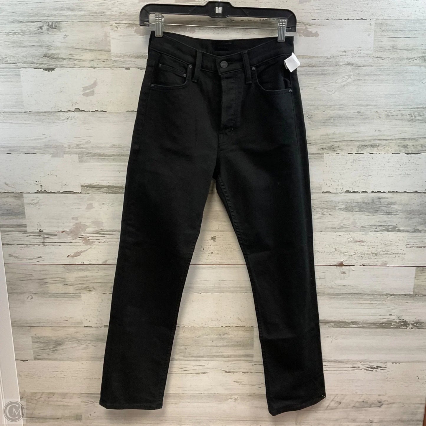 Jeans Straight By Mother In Black Denim, Size: 4