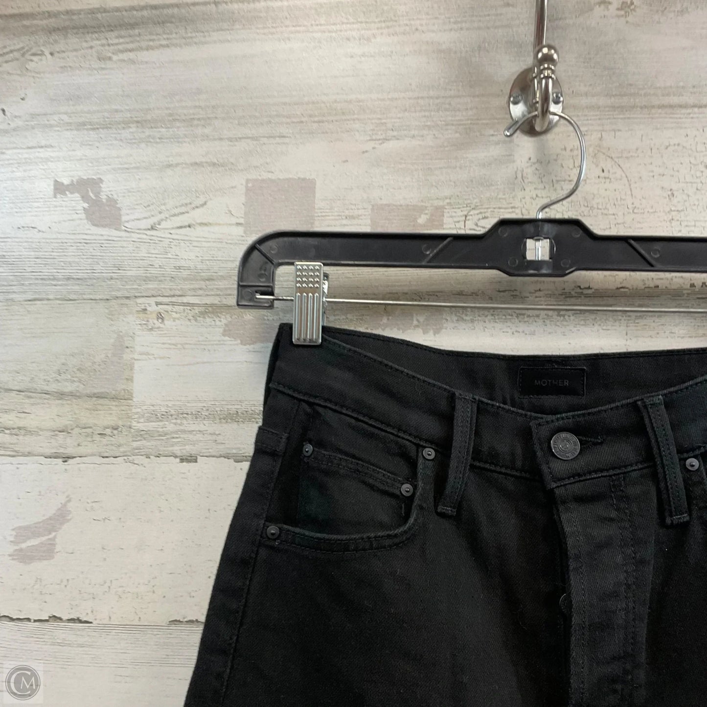 Jeans Straight By Mother In Black Denim, Size: 4