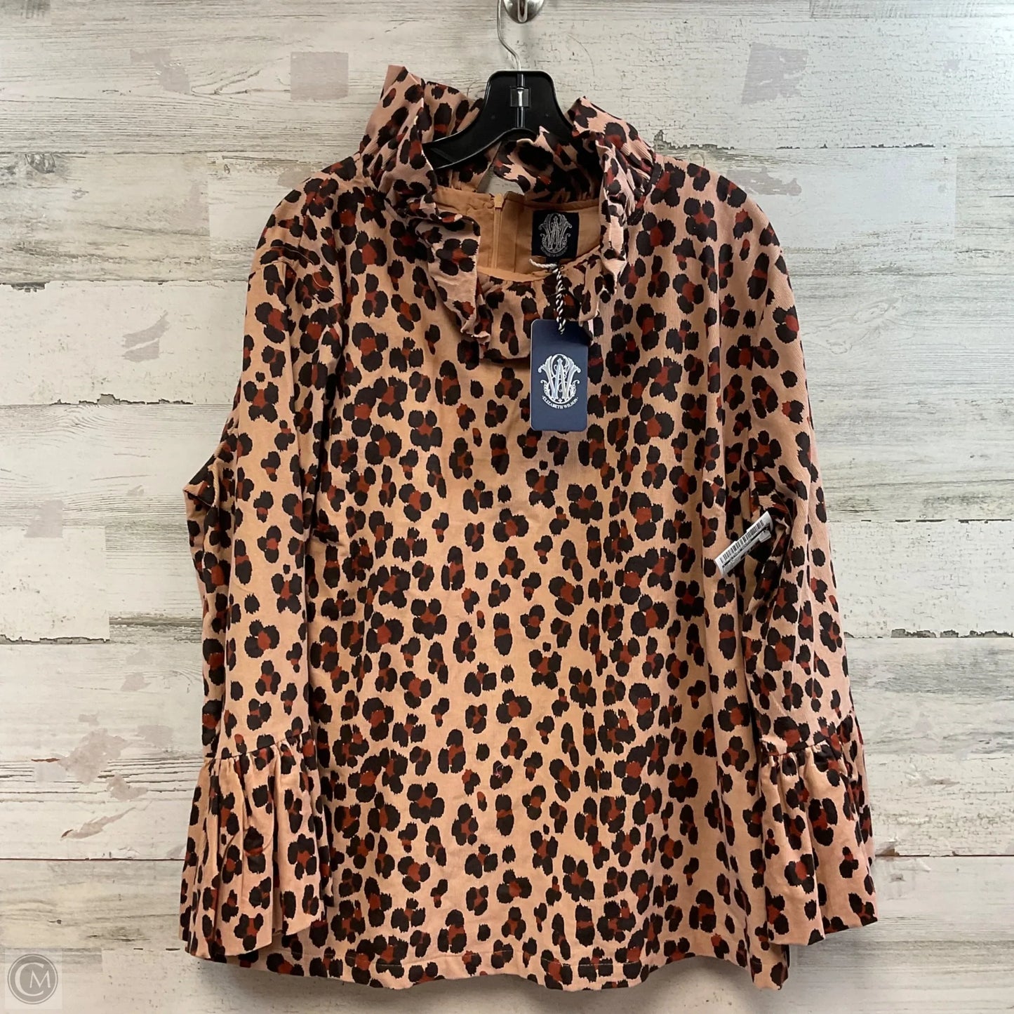 Top Long Sleeve By ELIZABETH WILSON In Animal Print, Size: 2x