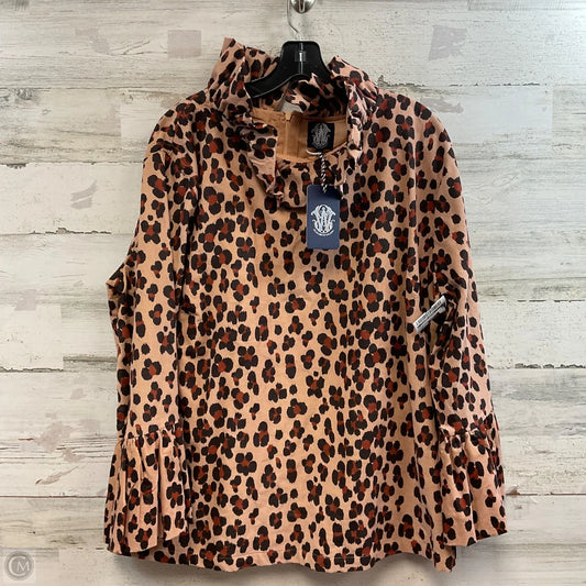 Top Long Sleeve By ELIZABETH WILSON In Animal Print, Size: 2x