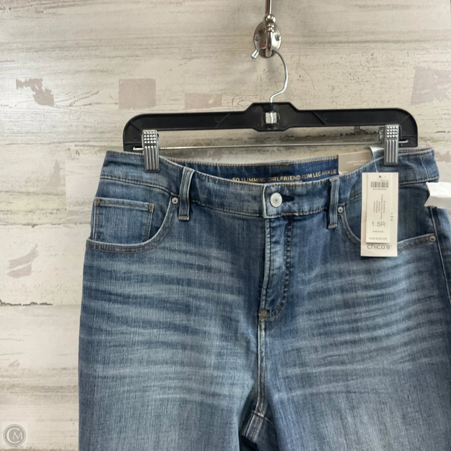 Jeans Straight By Chicos In Blue Denim, Size: 10