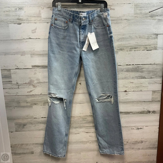 Jeans Straight By Zara In Blue Denim, Size: 10