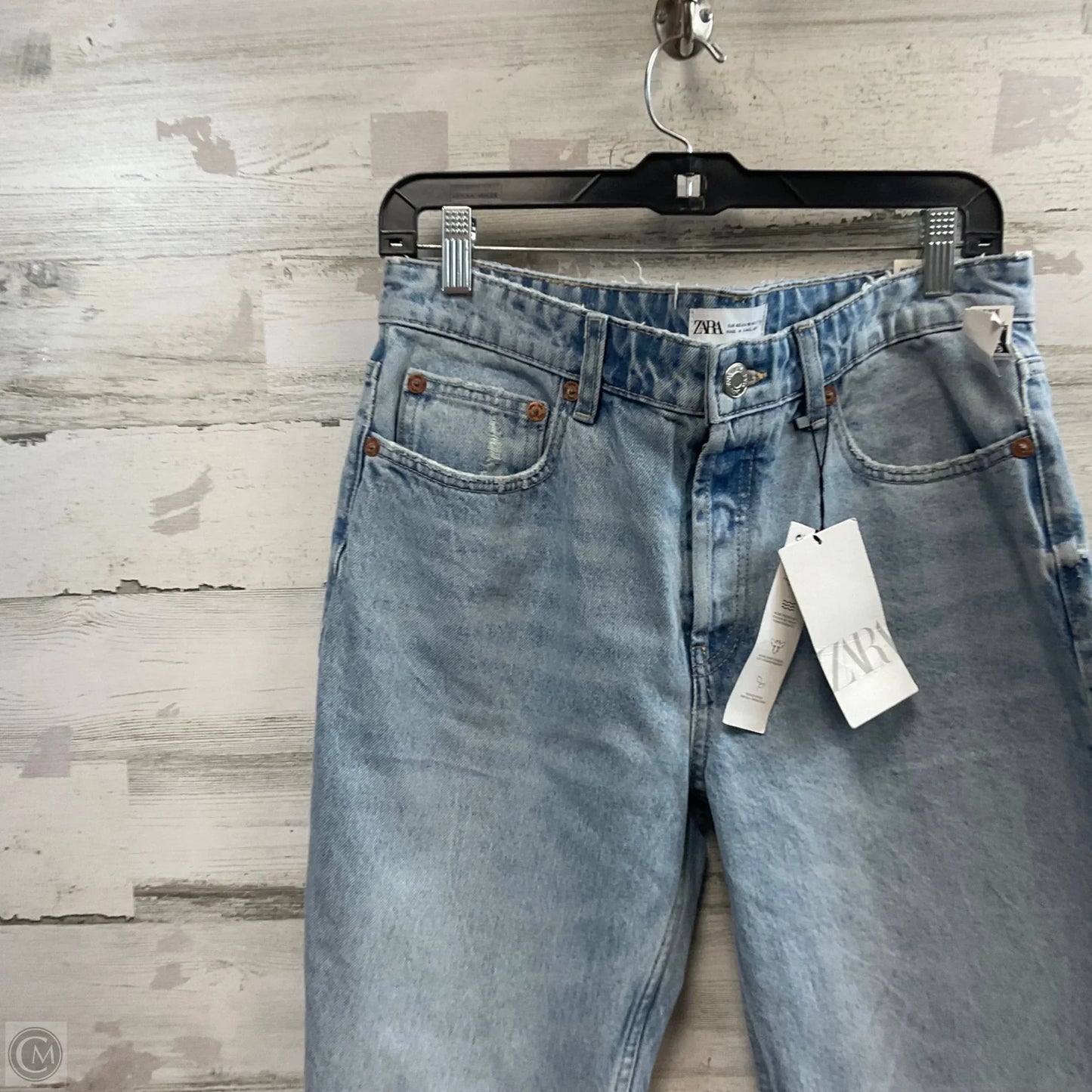 Jeans Straight By Zara In Blue Denim, Size: 10