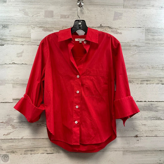 Blouse 3/4 Sleeve By Madewell In Red, Size: Xxs