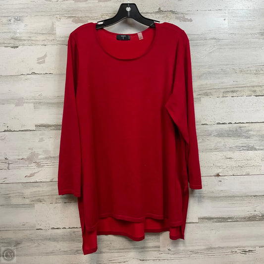 Top 3/4 Sleeve By Tahari In Red, Size: 1x
