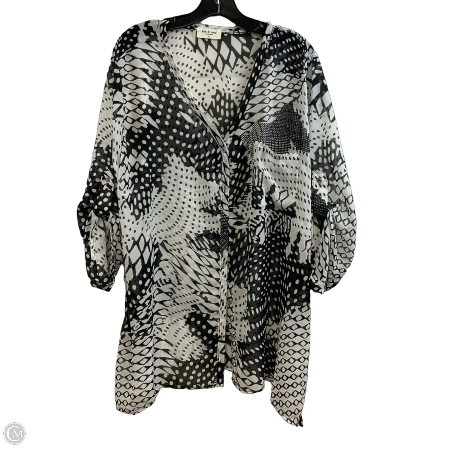 Blouse Long Sleeve By Kim & Cami In White, Size: 3x