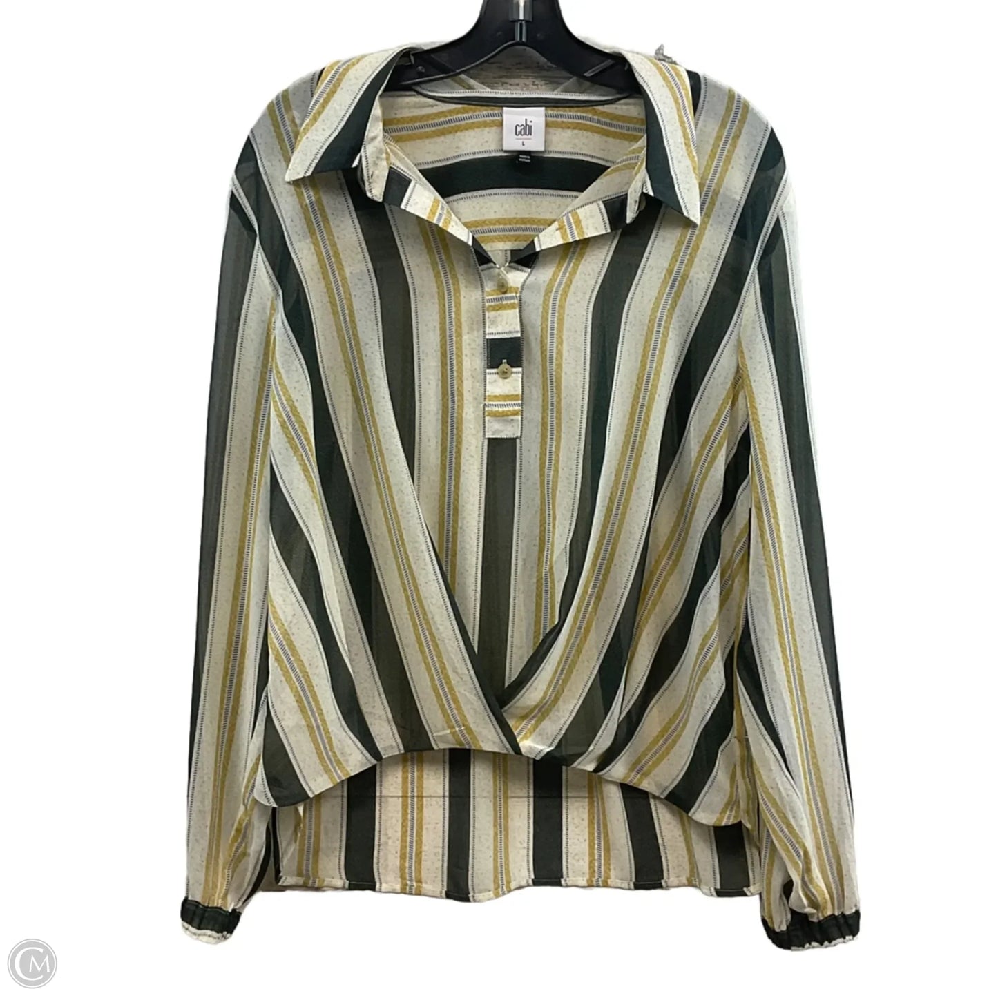 Blouse Long Sleeve By Cabi In Cream, Size: L