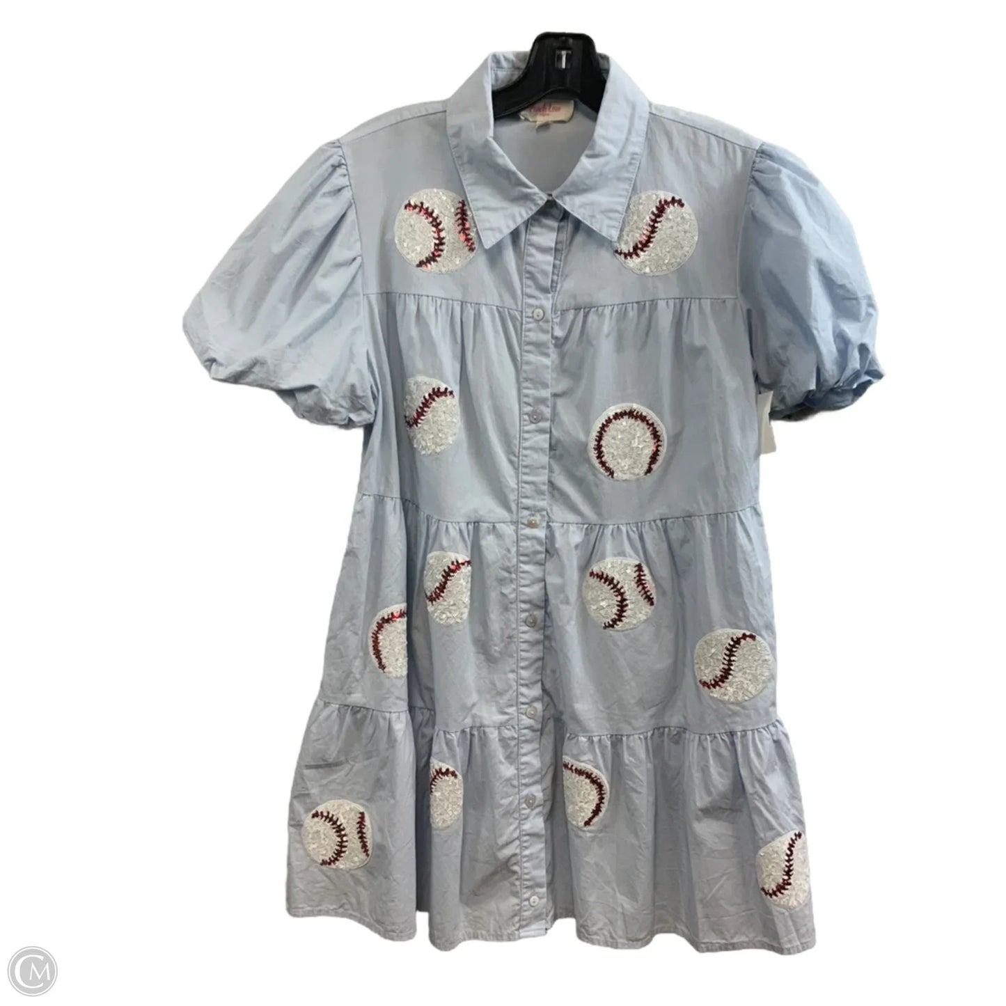 Dress Casual Short By Peach Love Cream California In Blue, Size: L