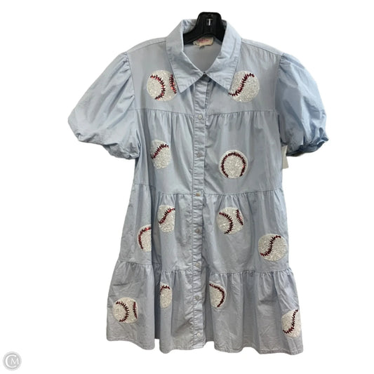 Dress Casual Short By Peach Love Cream California In Blue, Size: L