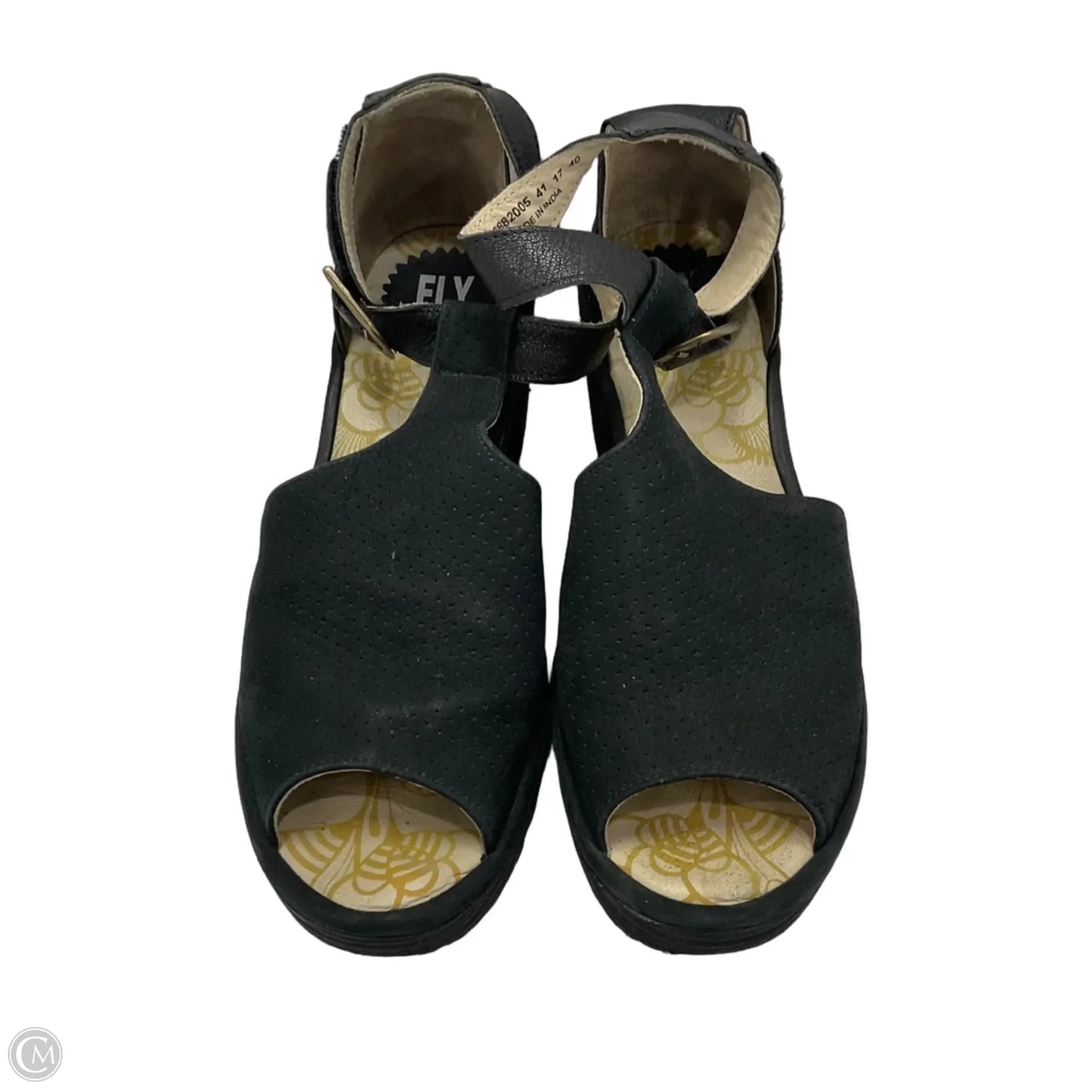 Sandals Heels Wedge By Fly London In Black, Size: 10