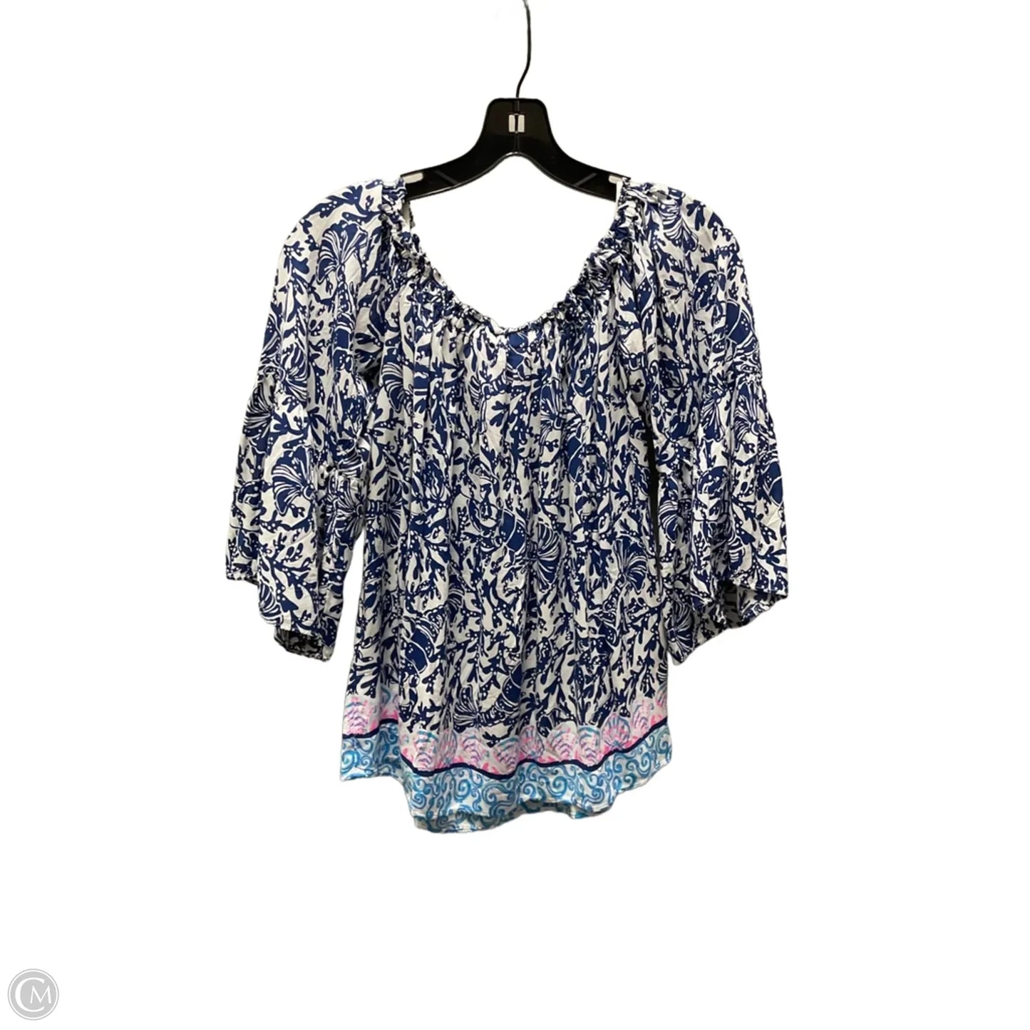 Blouse Short Sleeve By Lilly Pulitzer In Blue, Size: Xs