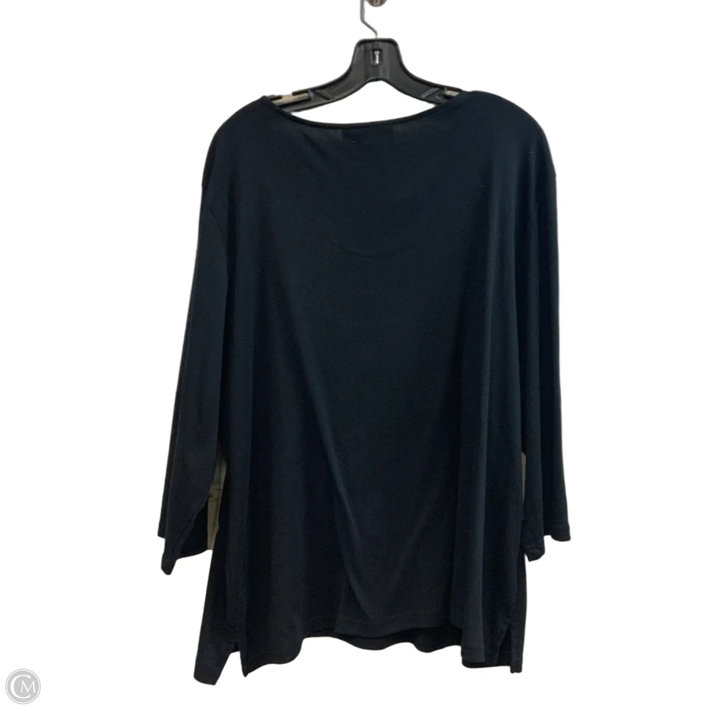 Top 3/4 Sleeve By Karen Scott In Black, Size: 3x