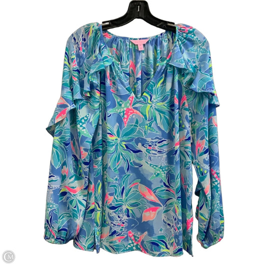 Blouse 3/4 Sleeve By Lilly Pulitzer In Blue, Size: M