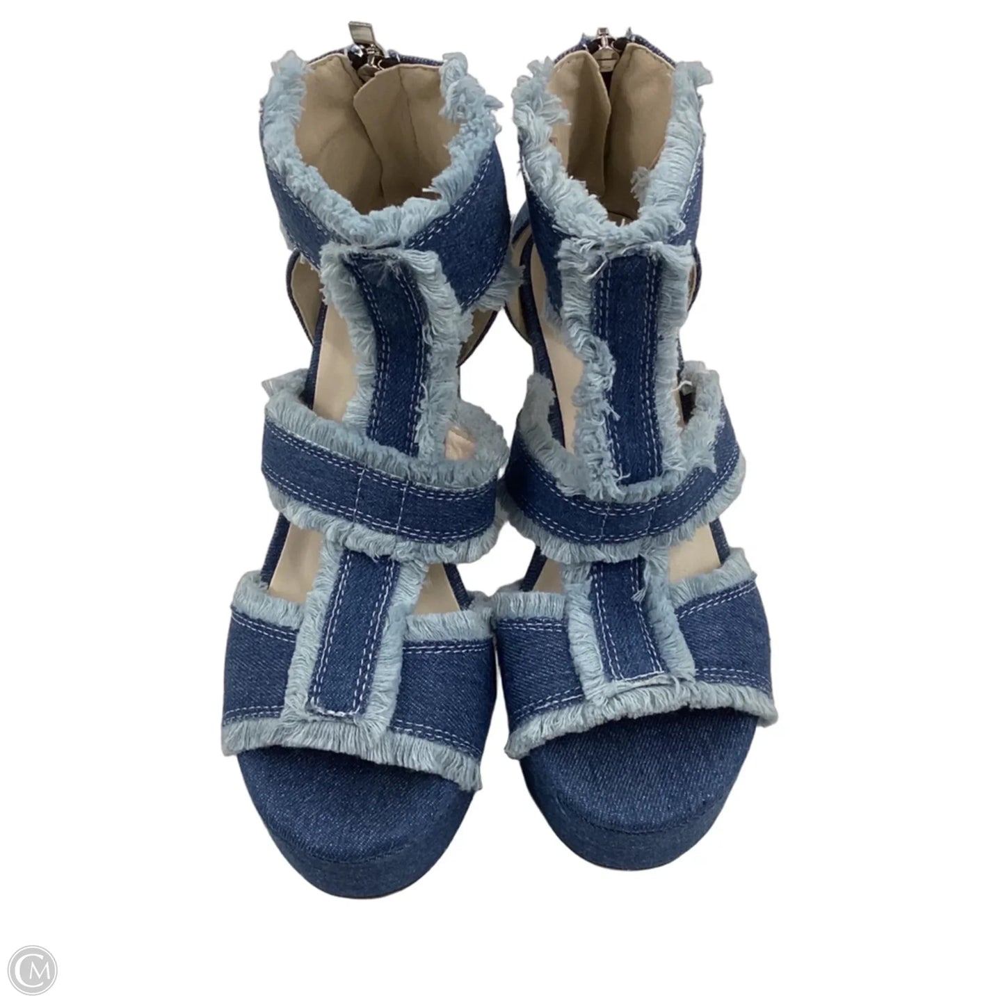 Sandals Heels Block By Cmf In Blue Denim, Size: 6