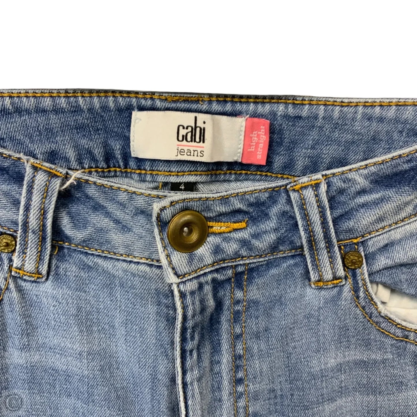 Jeans Straight By Cabi In Blue Denim, Size: 4