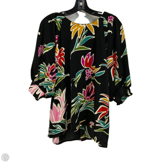 Blouse Short Sleeve By Entro In Black, Size: L