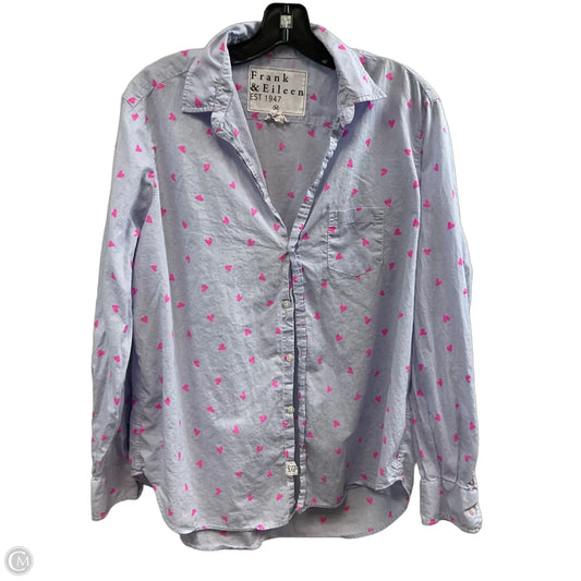 Blouse Long Sleeve By Frank And Eileen In Blue & Pink, Size: M