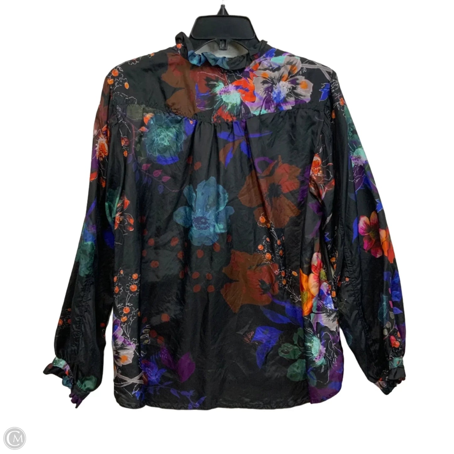 Blouse Long Sleeve By Johnny Was In Black, Size: L