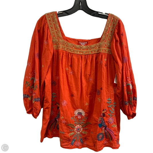 Top 3/4 Sleeve By Johnny Was In Orange, Size: M