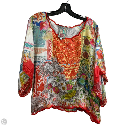 Blouse Short Sleeve By Johnny Was In Orange, Size: M