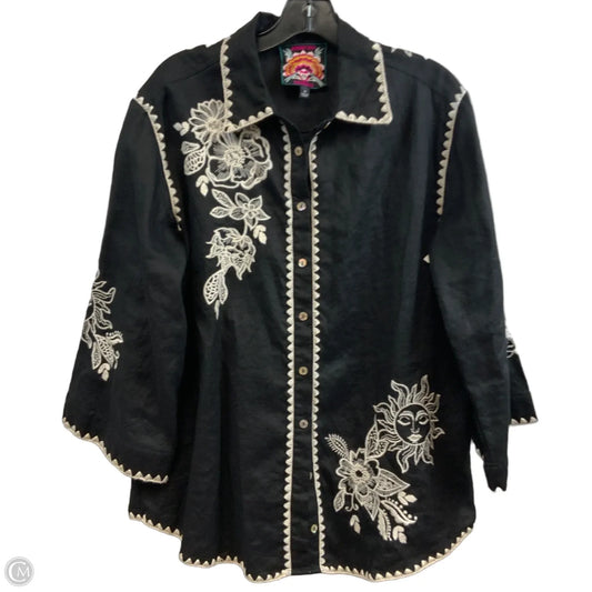 Blouse Long Sleeve By Johnny Was In Black, Size: M