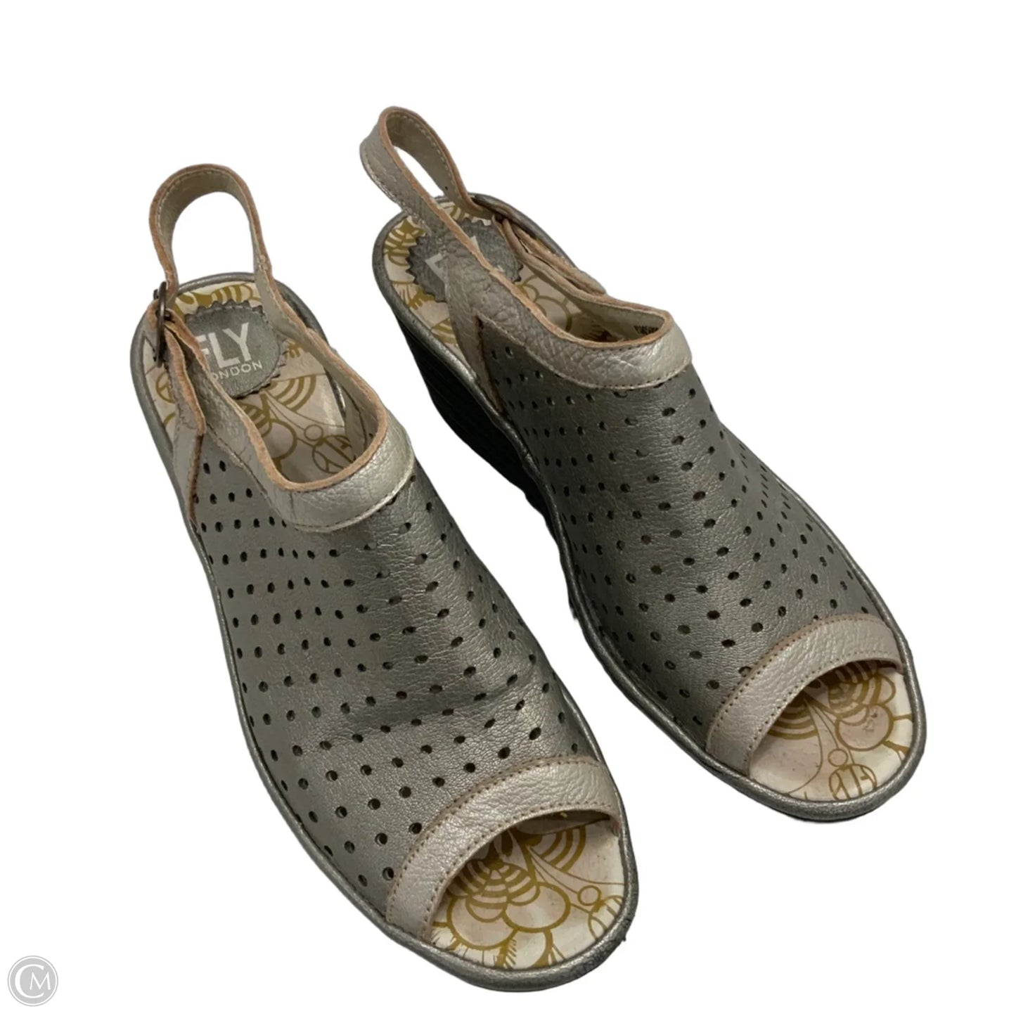 Sandals Heels Wedge By Fly London In Grey, Size: 9