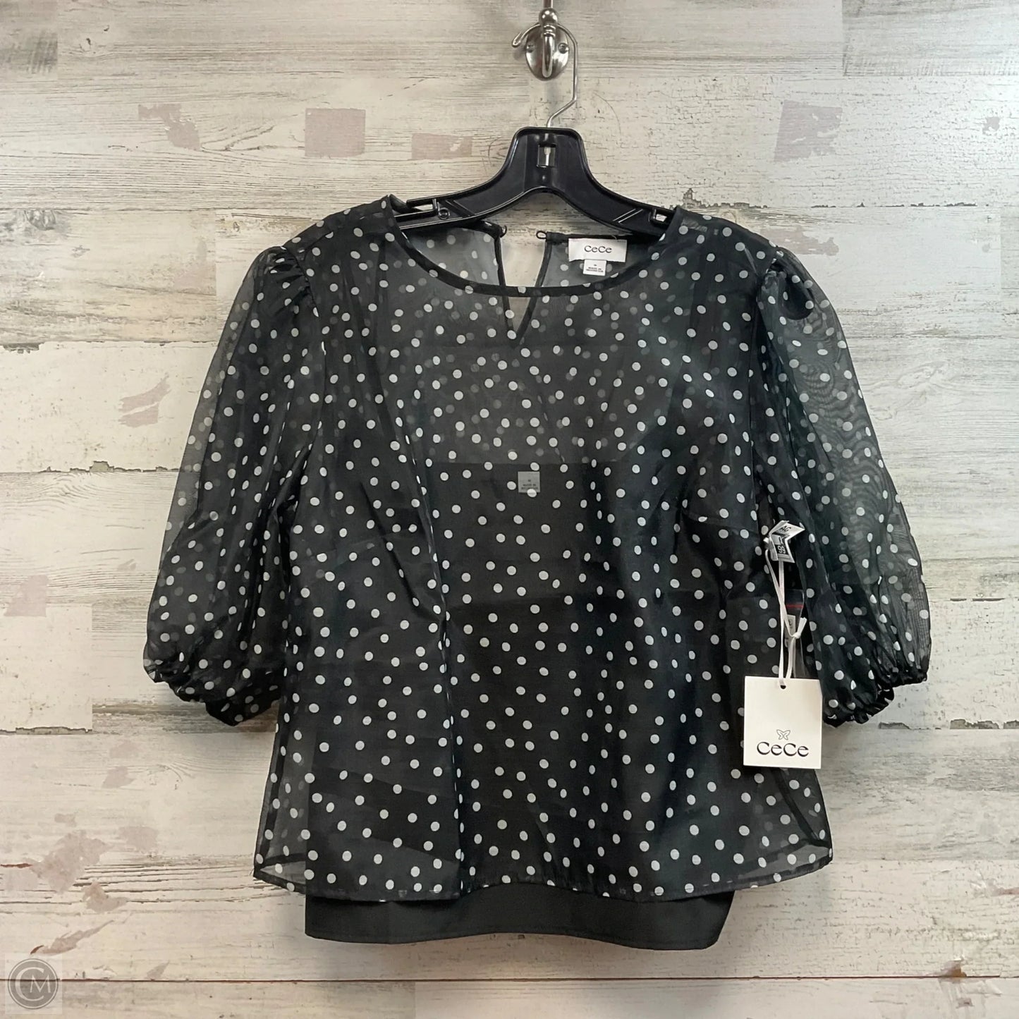 Top 2pc Short Sleeve By Cece In Black, Size: M