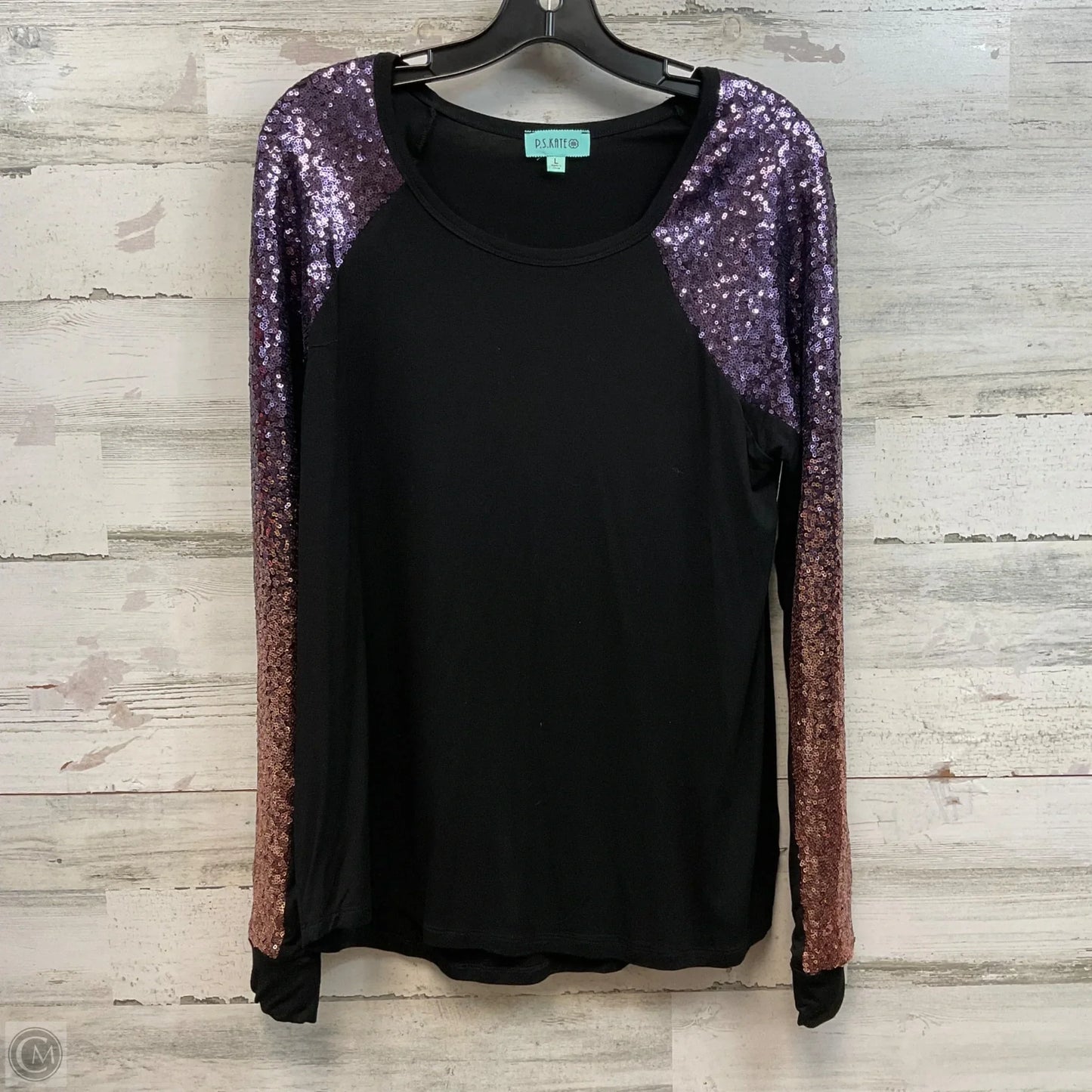 Top Long Sleeve By Ps Kate In Black, Size: L