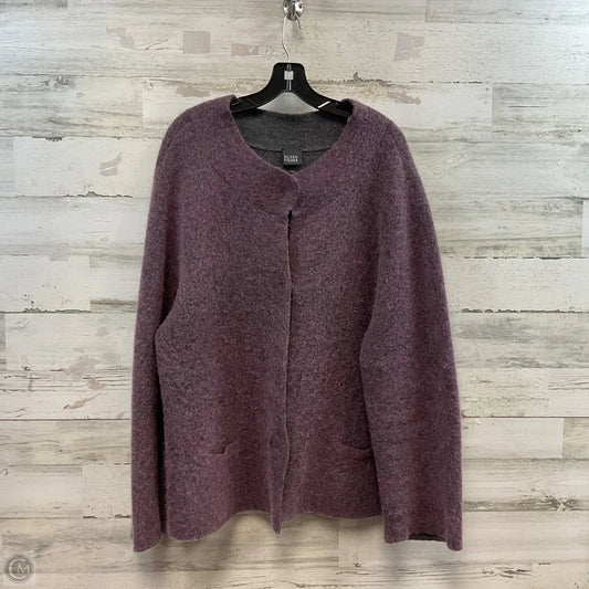 Sweater Cardigan By Eileen Fisher In Purple, Size: Xl