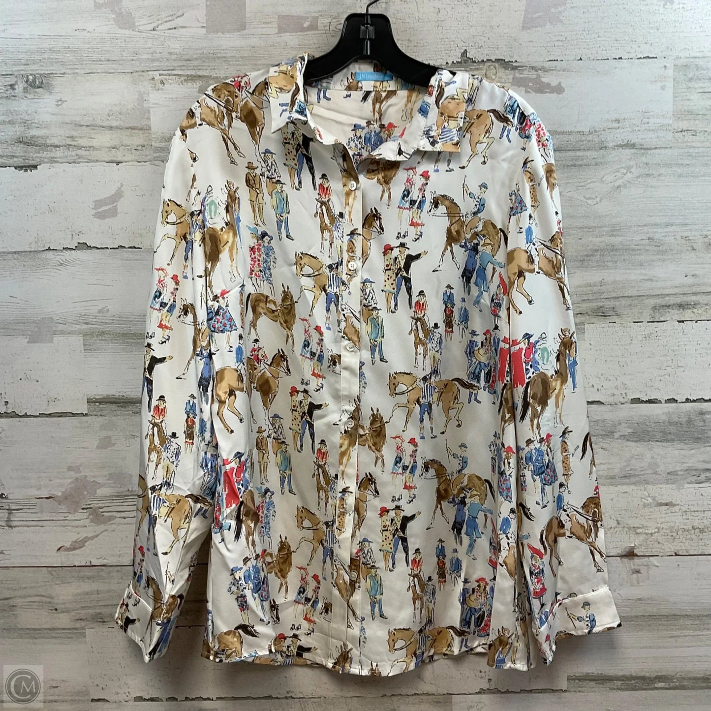 Blouse Long Sleeve By J Mclaughlin In Cream, Size: L