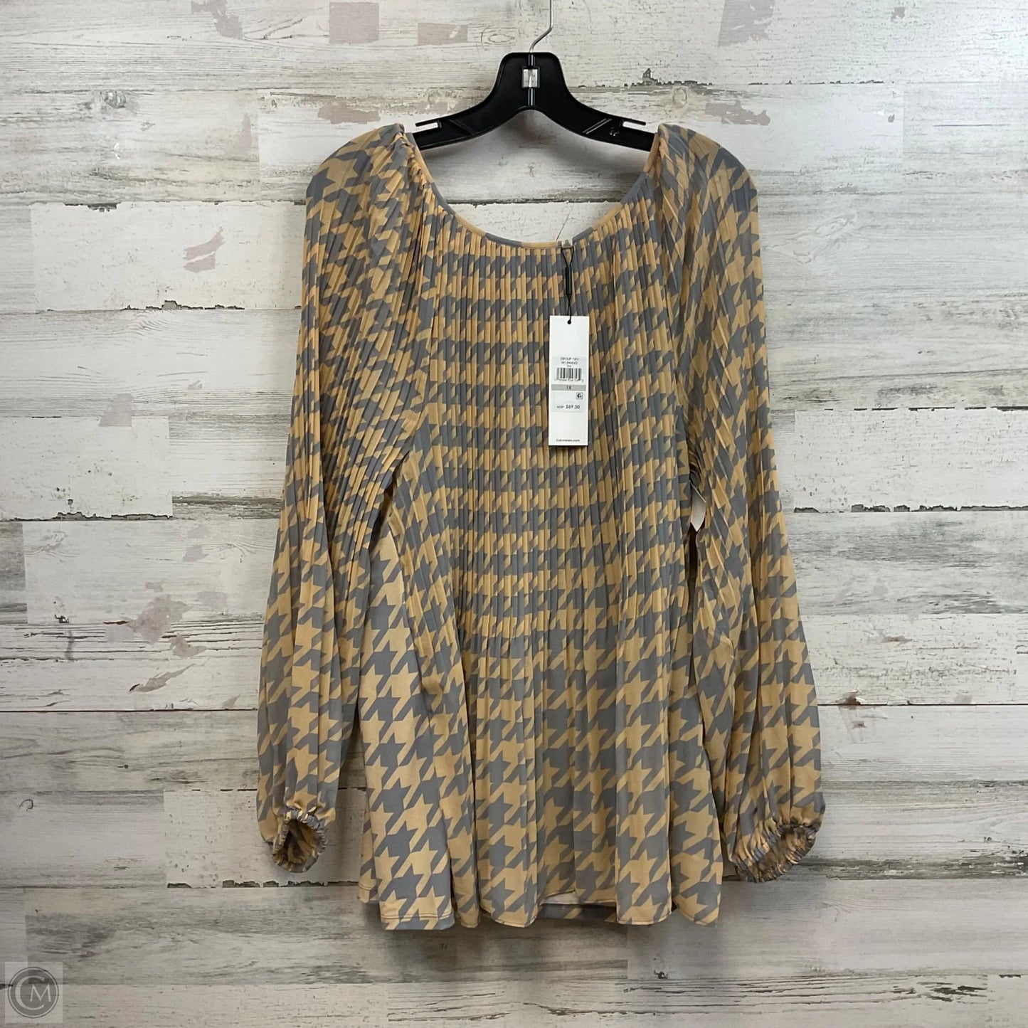 Top Long Sleeve By Calvin Klein In Tan, Size: 1x