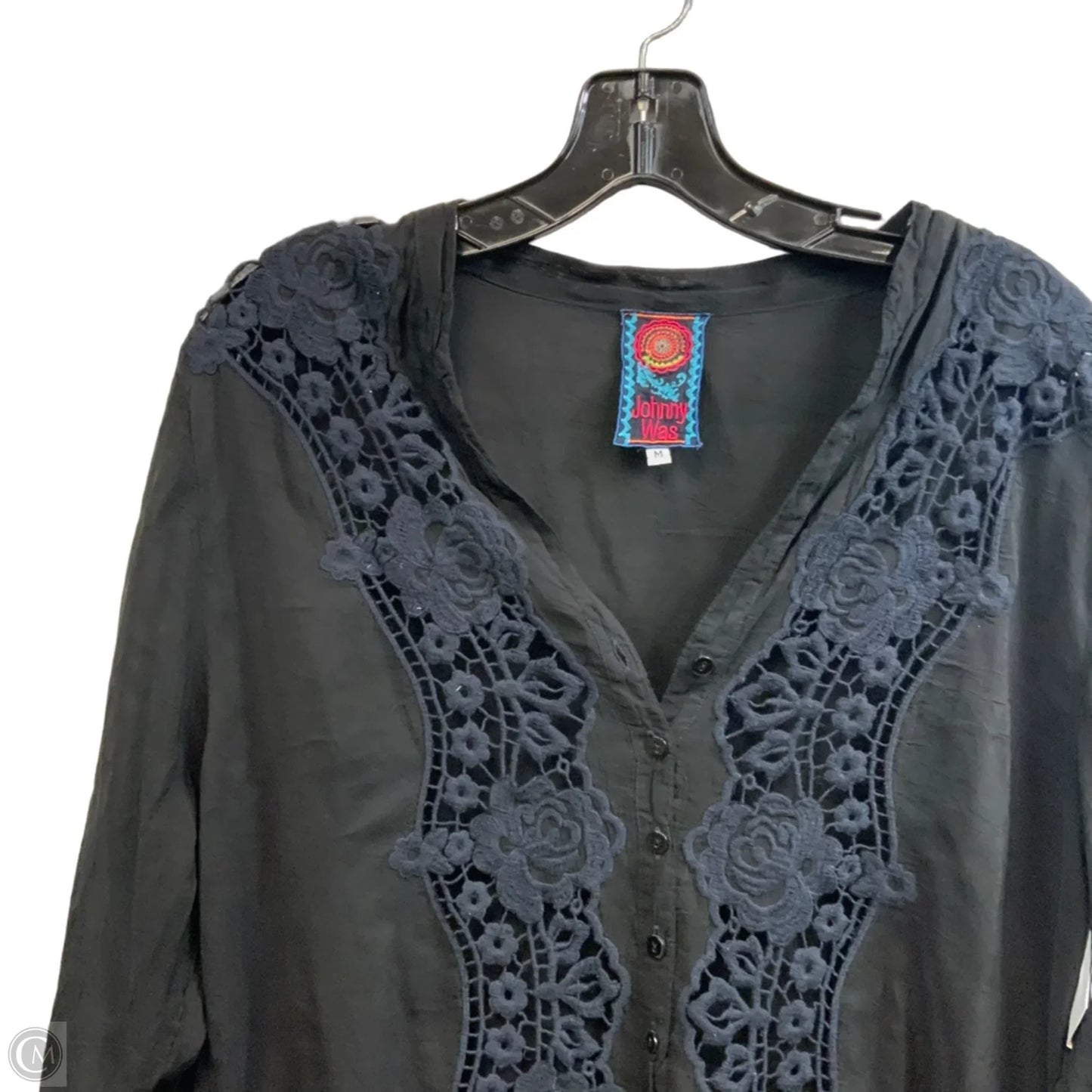 Tunic Long Sleeve By Johnny Was In Black, Size: M