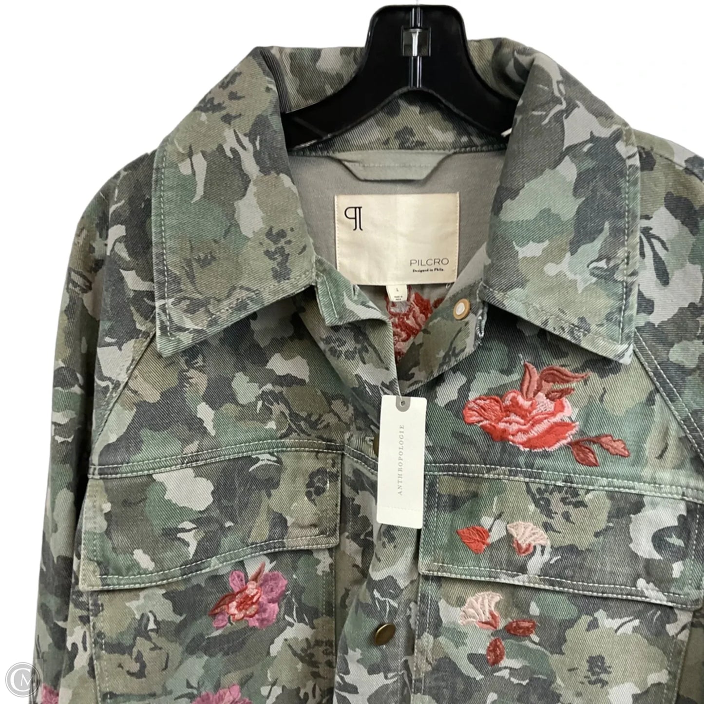 Jacket Denim By Pilcro In Camouflage Print, Size: L