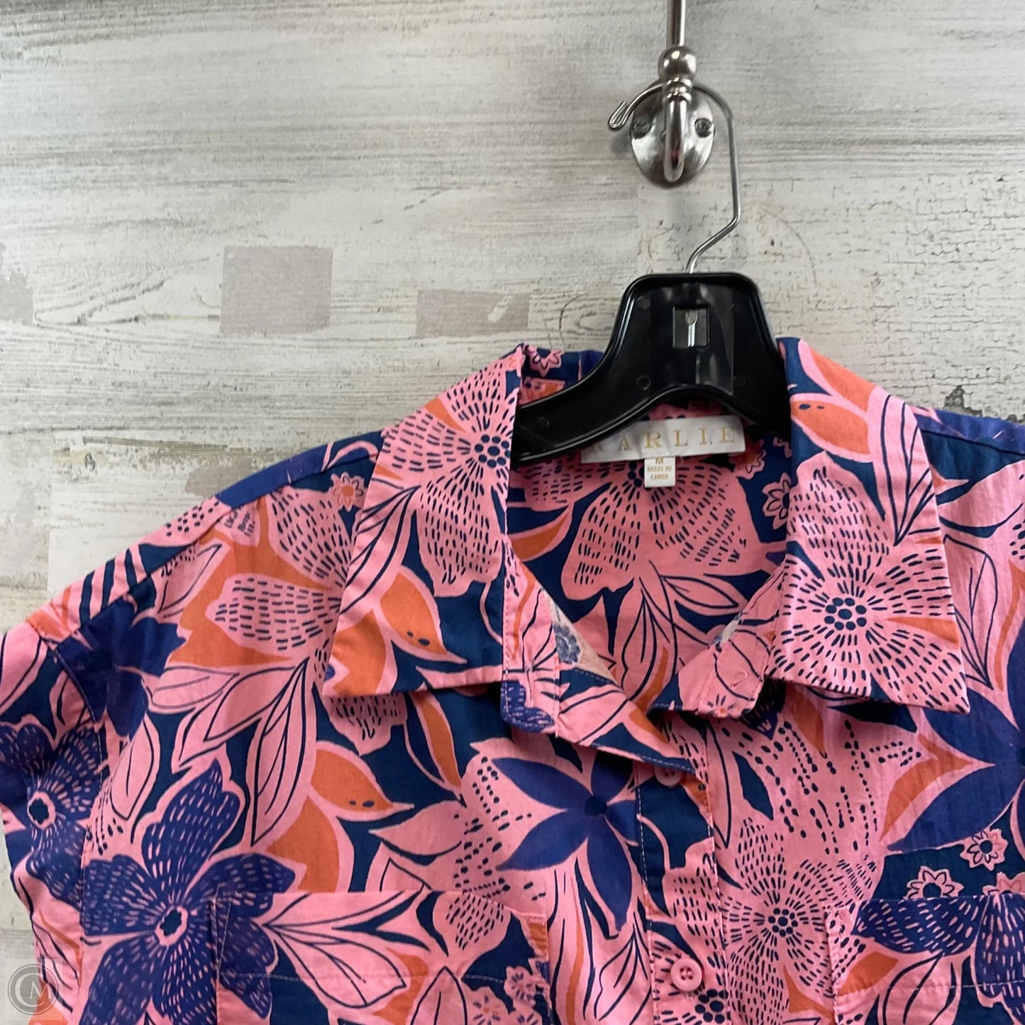 Blouse Short Sleeve By Karlie In Pink, Size: M