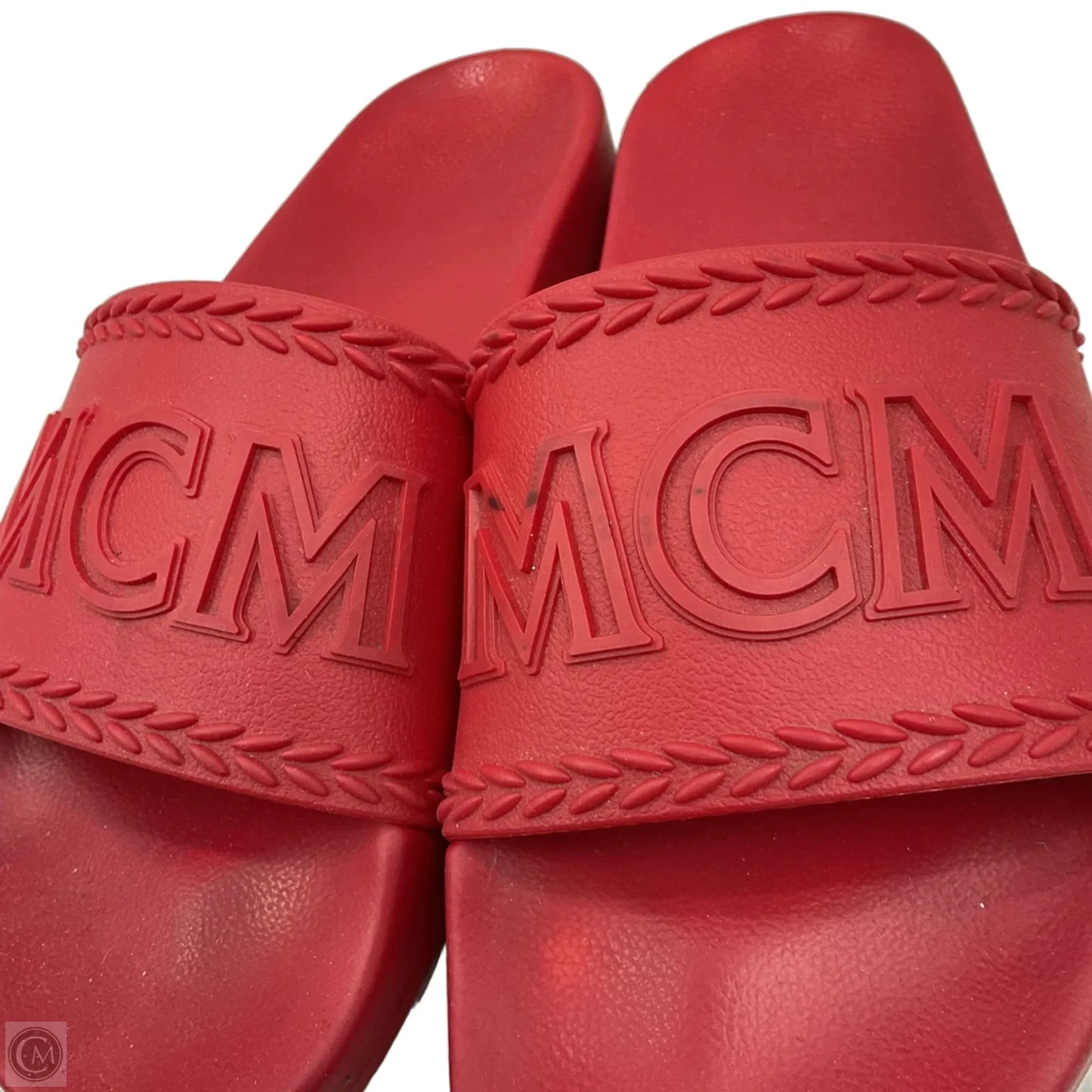 Sandals Luxury Designer By Mcm In Red, Size: 11