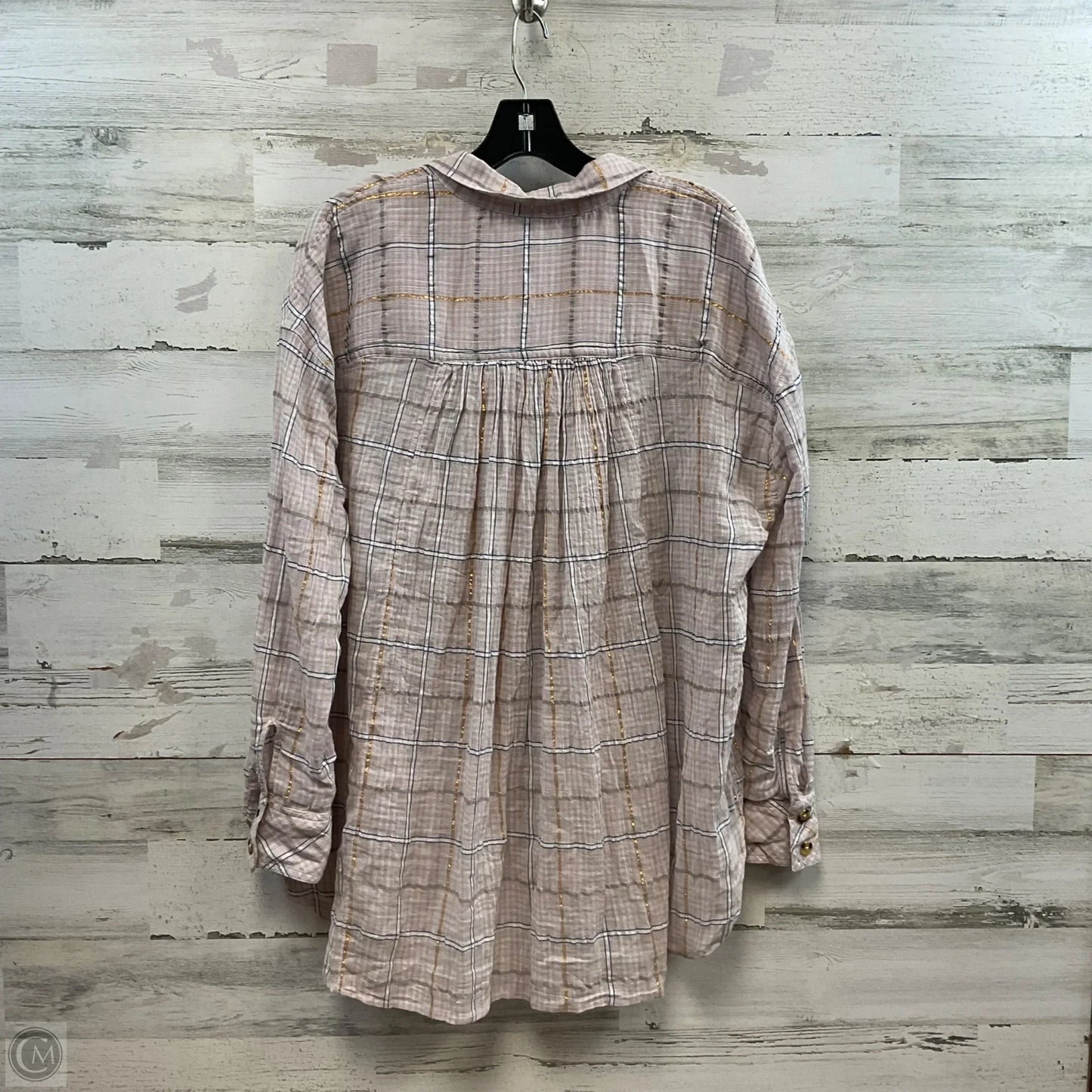 Top Long Sleeve By Free People In Pink & White, Size: S
