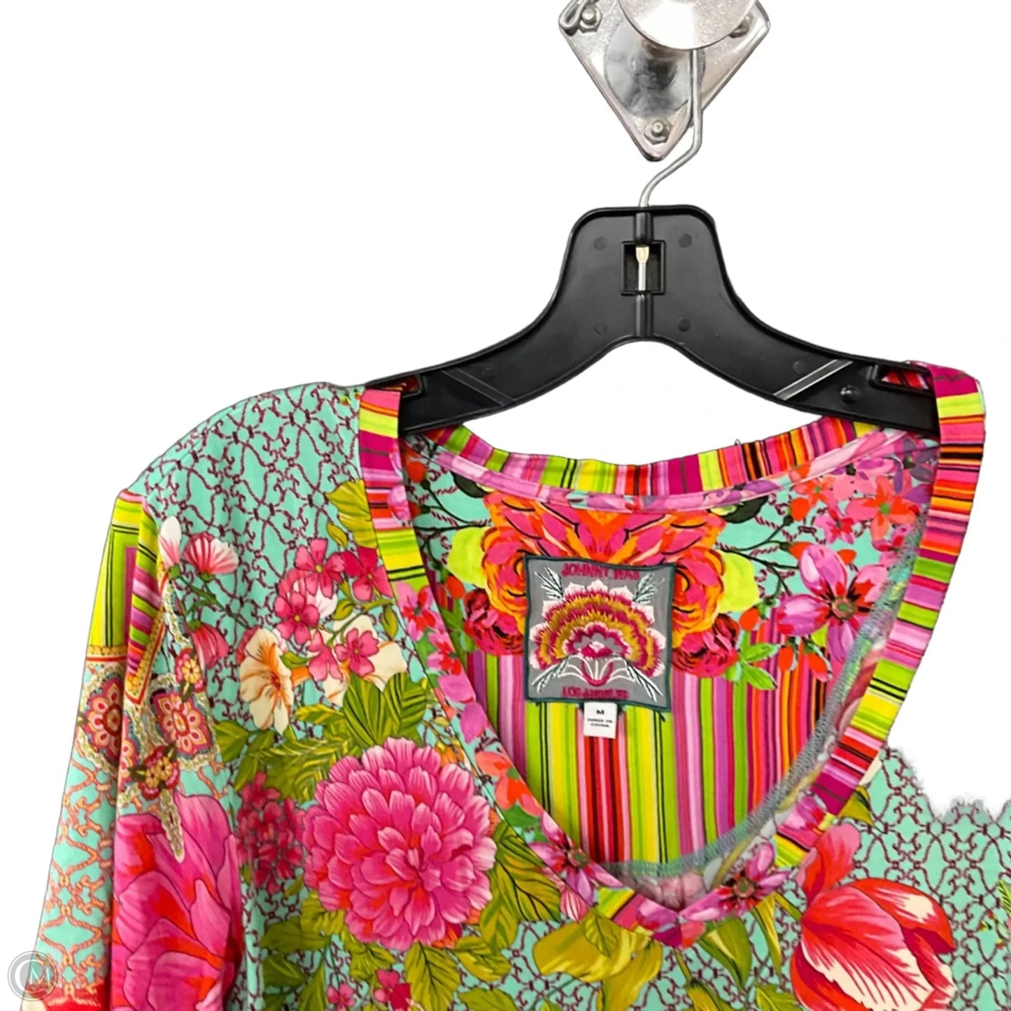 Top Short Sleeve By Johnny Was In Aqua, Size: M