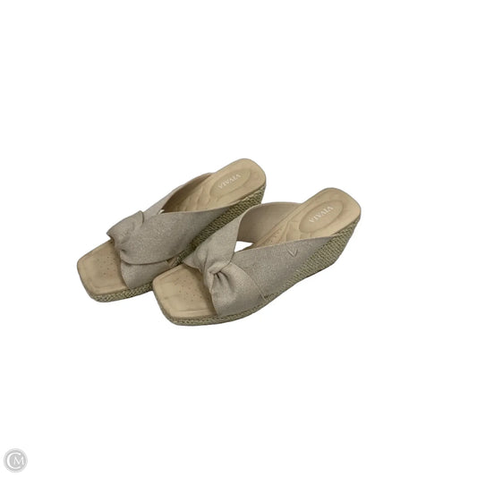 Sandals Heels Wedge By Vivaia In Gold, Size: 9