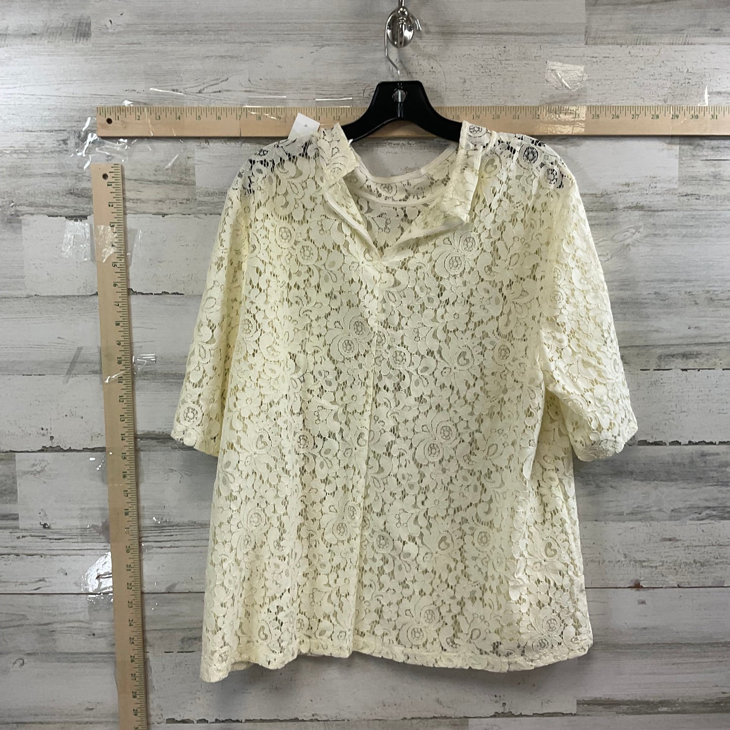 Cream Top Short Sleeve Loft, Size Xl