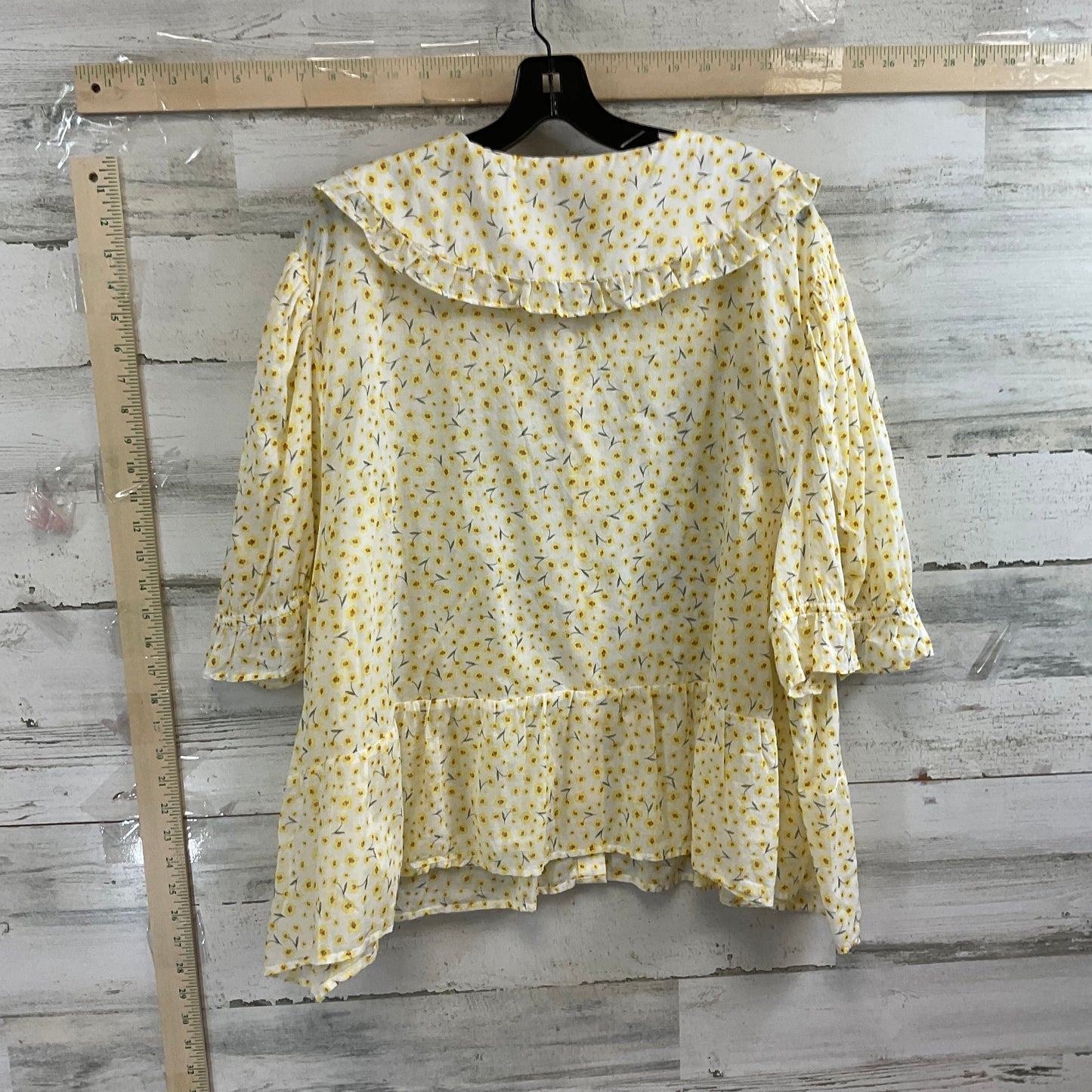 Yellow Blouse Short Sleeve Ana, Size 3x