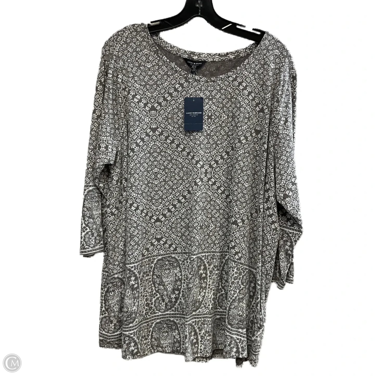 Top 3/4 Sleeve Basic By Lucky Brand In Brown, Size: 1x