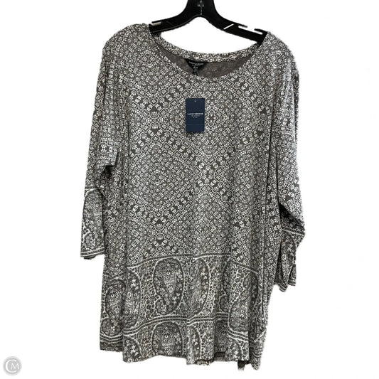 Top 3/4 Sleeve Basic By Lucky Brand In Brown, Size: 1x