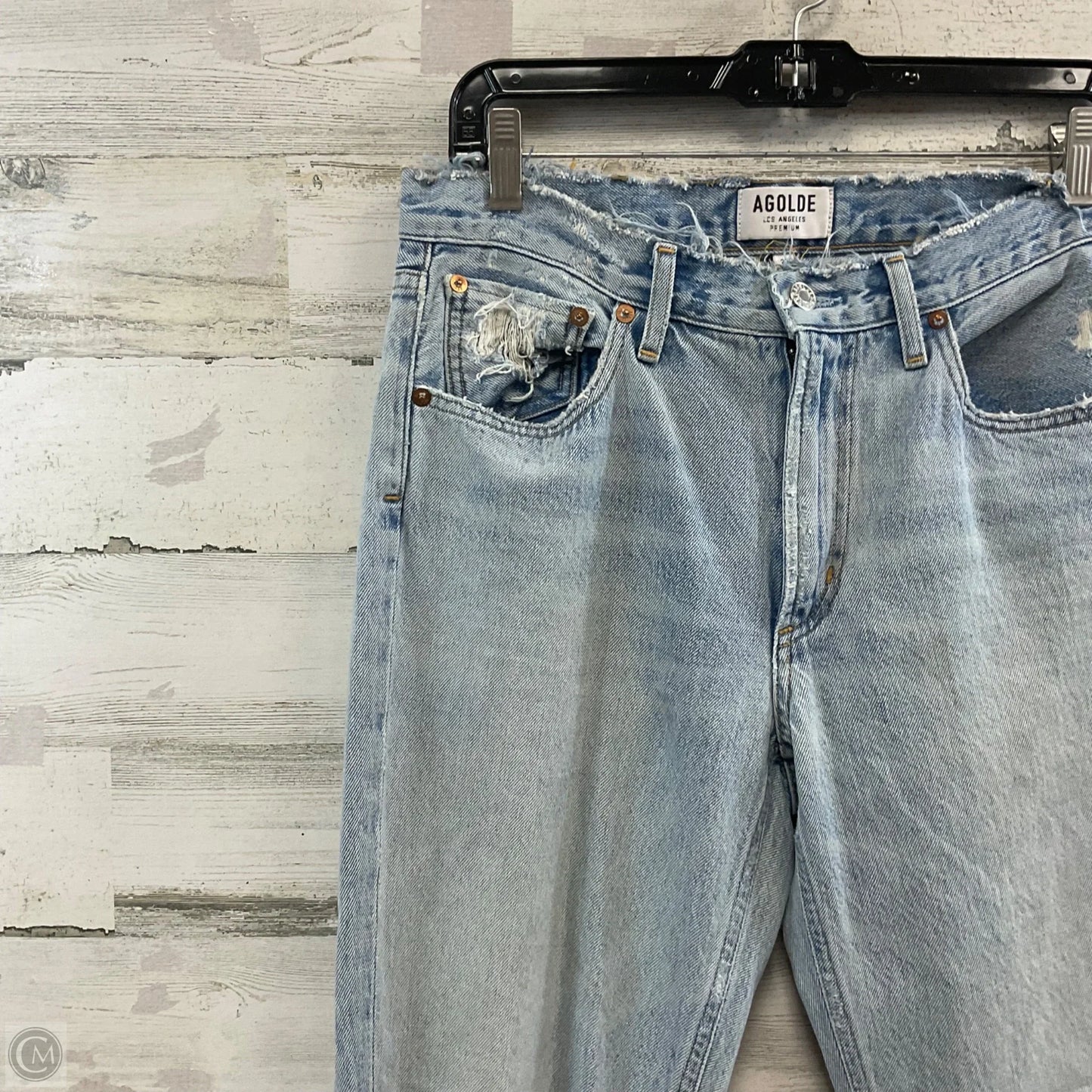 Jeans Straight By Agolde In Blue Denim, Size: 4